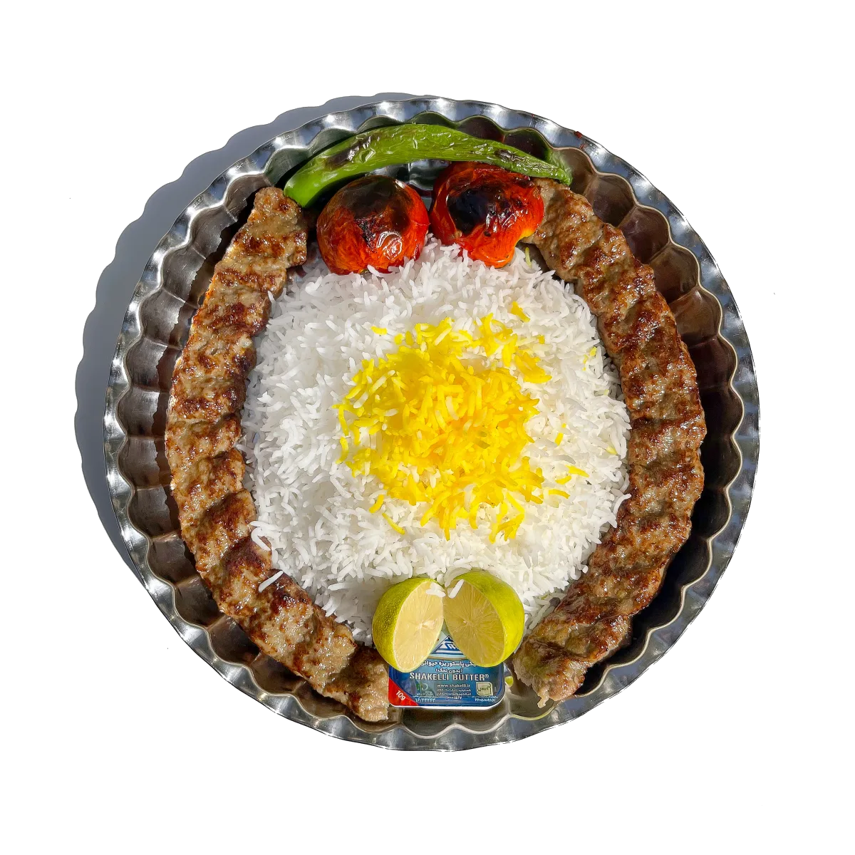 چلو کباب کوبیده ۲ سیخ